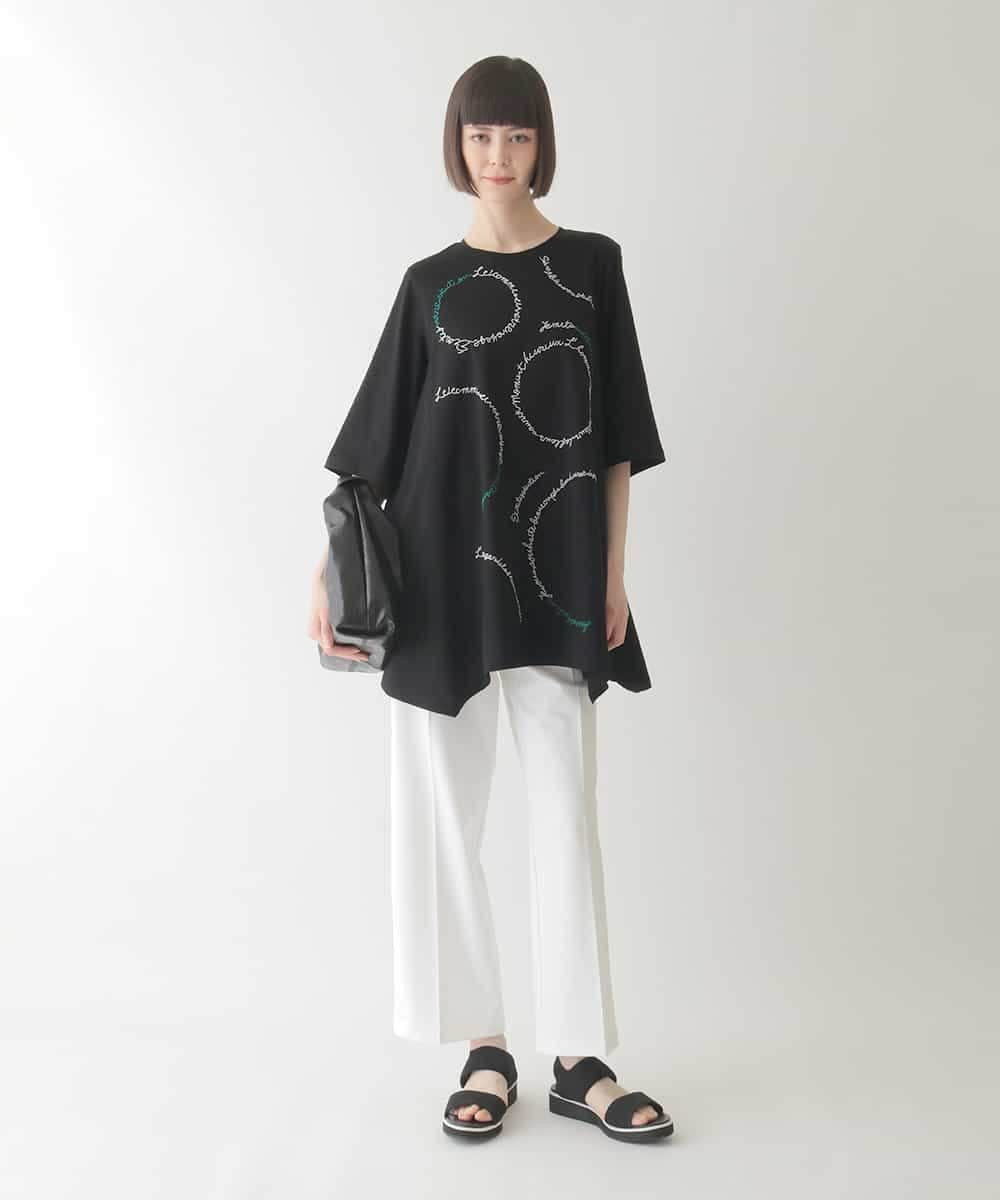 RBKIB10240 HIROKO BIS(ヒロコ ビス) 【接触冷感】イレギュラーヘムデザインチュニックカットソー /洗える ブルー