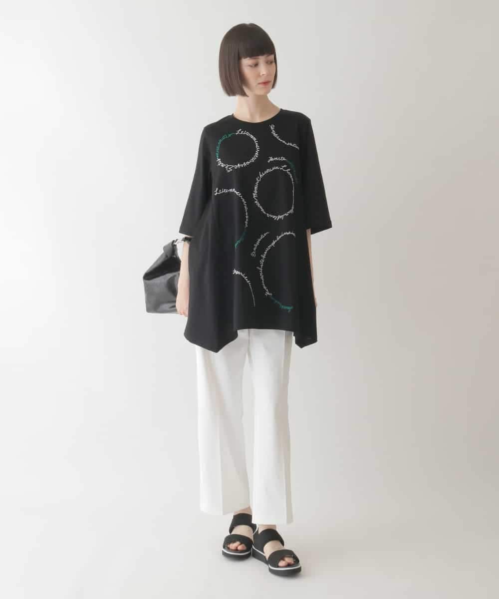 RBKIB10240 HIROKO BIS(ヒロコ ビス) 【接触冷感】イレギュラーヘムデザインチュニックカットソー /洗える ブルー
