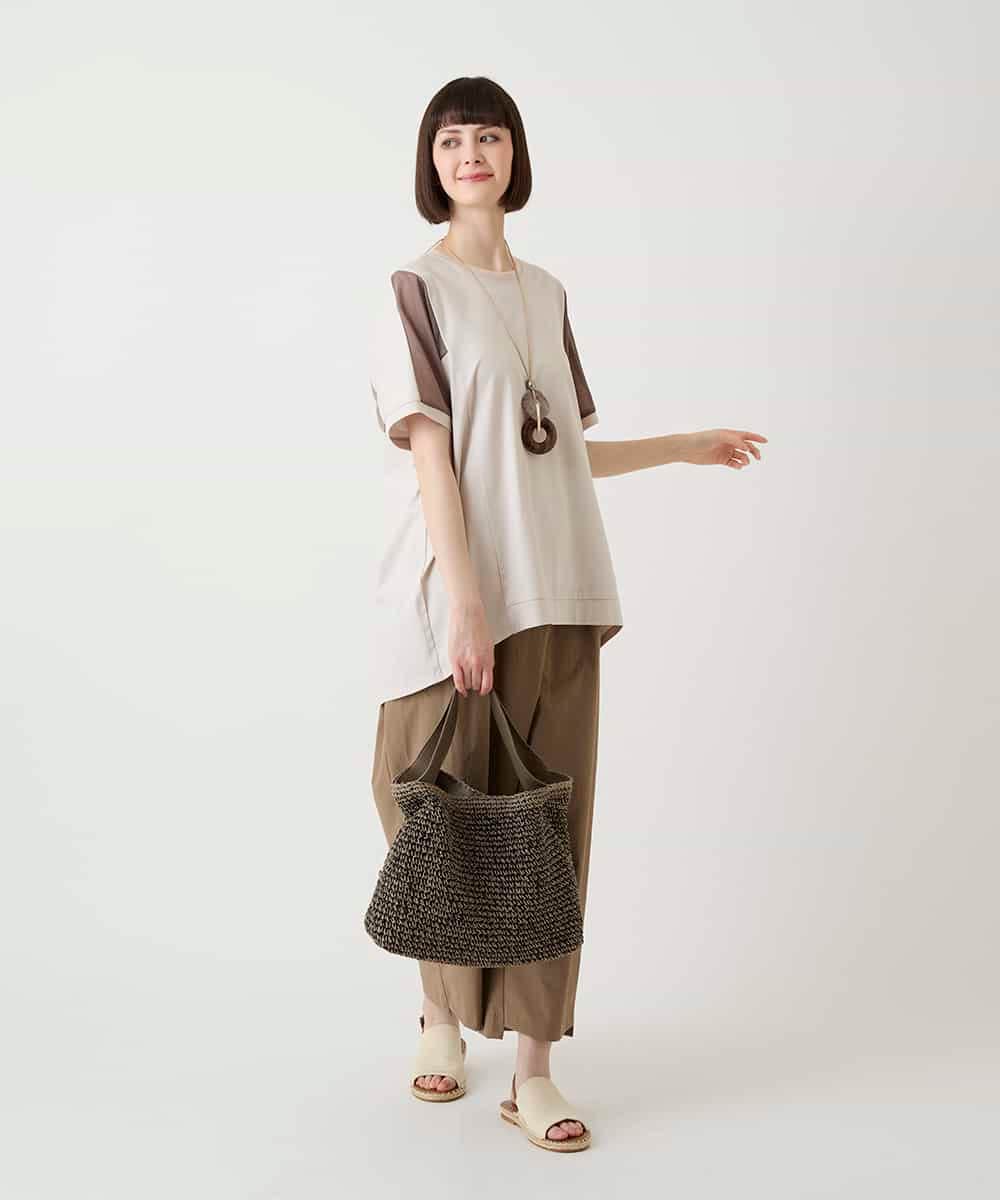 RBKIE02180 HIROKO BIS(ヒロコ ビス) ラメテープドッキングデザインチュニックカットソー ベージュ