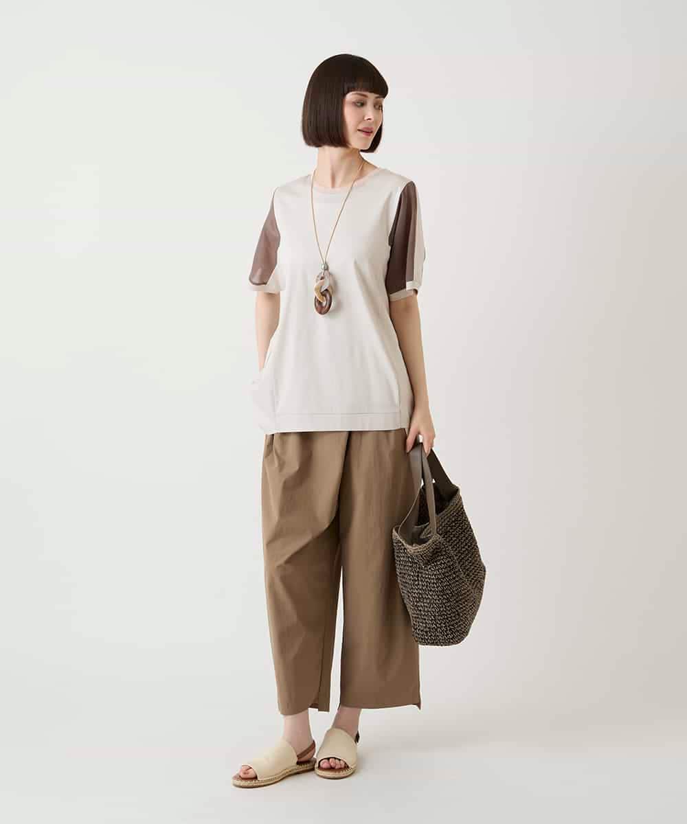 RBKIE02180 HIROKO BIS(ヒロコ ビス) ラメテープドッキングデザインチュニックカットソー ベージュ