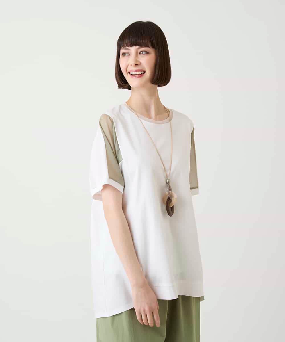 RBKIE02180 HIROKO BIS(ヒロコ ビス) ラメテープドッキングデザインチュニックカットソー ベージュ