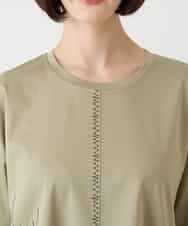 RBKIE10190 HIROKO BIS(ヒロコ ビス) 【接触冷感】ミシンステッチボクシーシルエットTシャツ カーキ