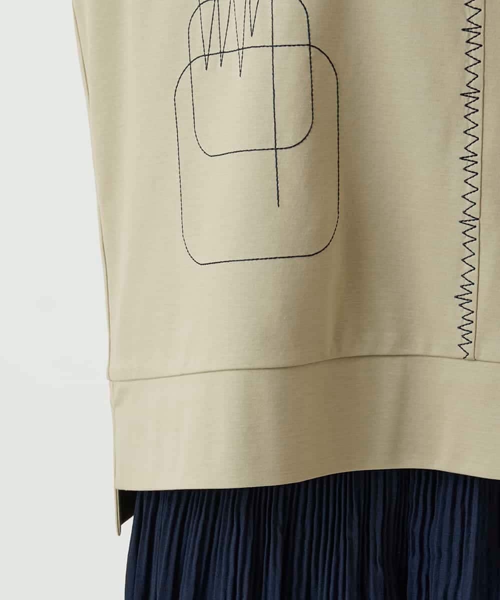 RBKIE10190 HIROKO BIS(ヒロコ ビス) 【接触冷感】ミシンステッチボクシーシルエットTシャツ カーキ
