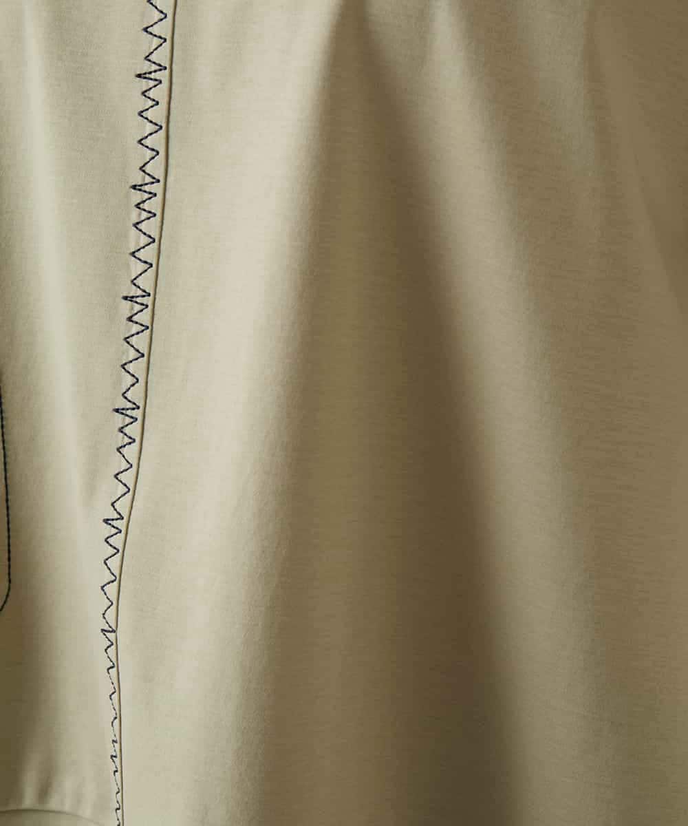 RBKIE10190 HIROKO BIS(ヒロコ ビス) 【接触冷感】ミシンステッチボクシーシルエットTシャツ カーキ