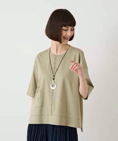 RBKIE10190 HIROKO BIS 【接触冷感】ミシンステッチボクシーシルエットTシャツ