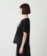 RBKIE11190 HIROKO BIS(ヒロコ ビス) 【接触冷感】異素材切り替えフラワー刺繍デザインTシャツ /洗える ブラック