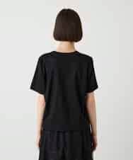 RBKIE11190 HIROKO BIS(ヒロコ ビス) 【接触冷感】異素材切り替えフラワー刺繍デザインTシャツ /洗える ブラック