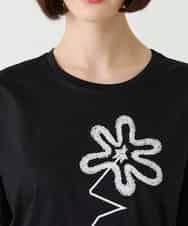 RBKIE11190 HIROKO BIS(ヒロコ ビス) 【接触冷感】異素材切り替えフラワー刺繍デザインTシャツ /洗える ブラック