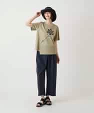 RBKIE11190 HIROKO BIS(ヒロコ ビス) 【接触冷感】異素材切り替えフラワー刺繍デザインTシャツ /洗える ブラック