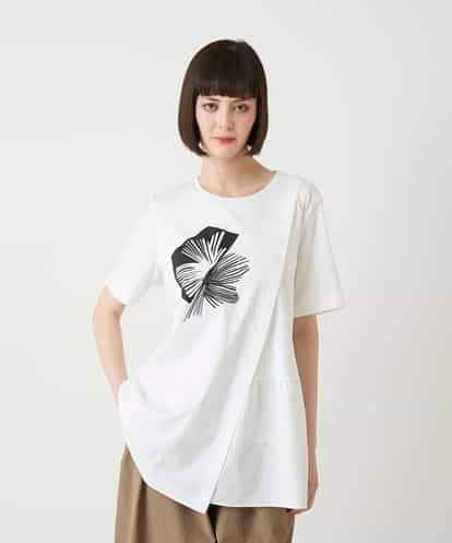 RBKIE12210 HIROKO BIS 【接触冷感】刺繍モチーフアシンメトリーチュニックTシャツ