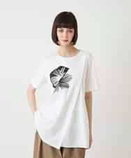 RBKIE12210 HIROKO BIS(ヒロコ ビス) 【接触冷感】刺繍モチーフアシンメトリーチュニックTシャツ /洗える ホワイト