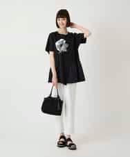 RBKIE12210 HIROKO BIS(ヒロコ ビス) 【接触冷感】刺繍モチーフアシンメトリーチュニックTシャツ /洗える ホワイト