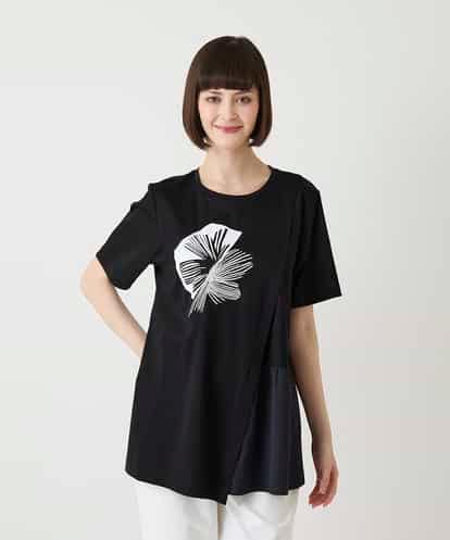 RBKIE12210 HIROKO BIS 【接触冷感】刺繍モチーフアシンメトリーチュニックTシャツ