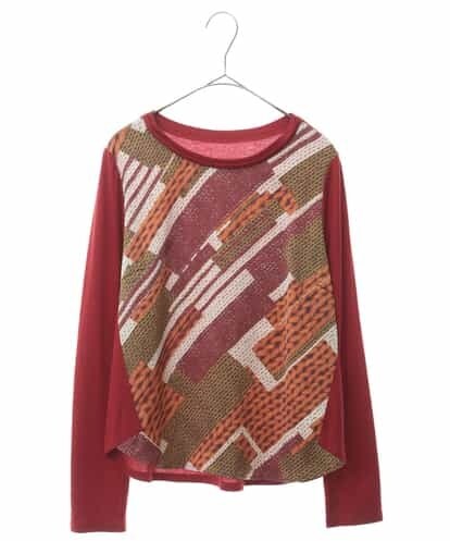 RBKIH01190 HIROKO BIS 【洗える】サテンニットプリントカットソー