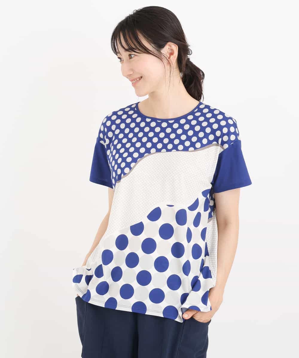 RBKIT07180 HIROKO BIS(ヒロコ ビス) 【洗濯機で洗える】ドットデザインサイドスリットカットソー ブラック
