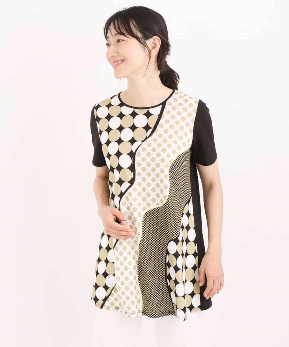 RBKIT08200 HIROKO BIS(ヒロコ ビス) 【洗濯機で洗える】ドットデザインチュニックカットソー ブルー
