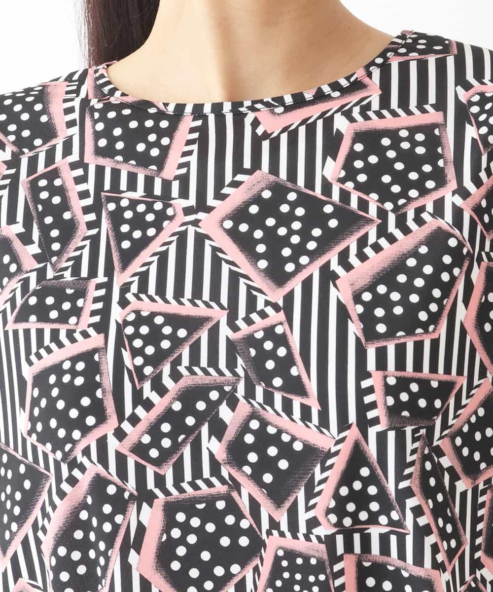 RBKIW30190 HIROKO BIS(ヒロコ ビス) ジオメトリックドットデザインTシャツ /洗濯機で洗える ピンク