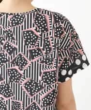 RBKIW30190 HIROKO BIS(ヒロコ ビス) ジオメトリックドットデザインTシャツ /洗濯機で洗える ピンク