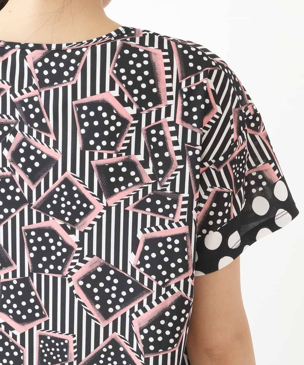 RBKIW30190 HIROKO BIS(ヒロコ ビス) ジオメトリックドットデザインTシャツ /洗濯機で洗える ピンク