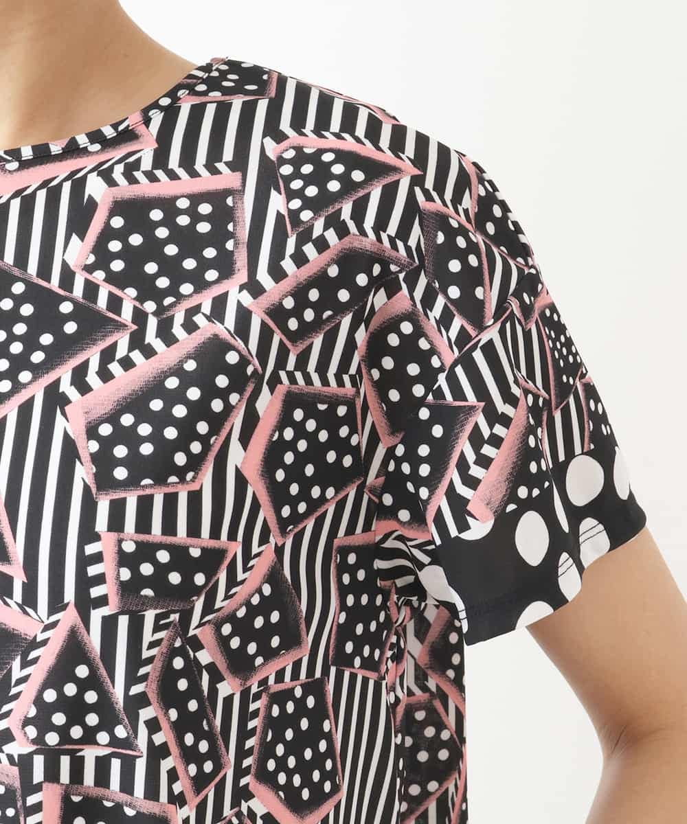 RBKIW30190 HIROKO BIS(ヒロコ ビス) ジオメトリックドットデザインTシャツ /洗濯機で洗える ピンク