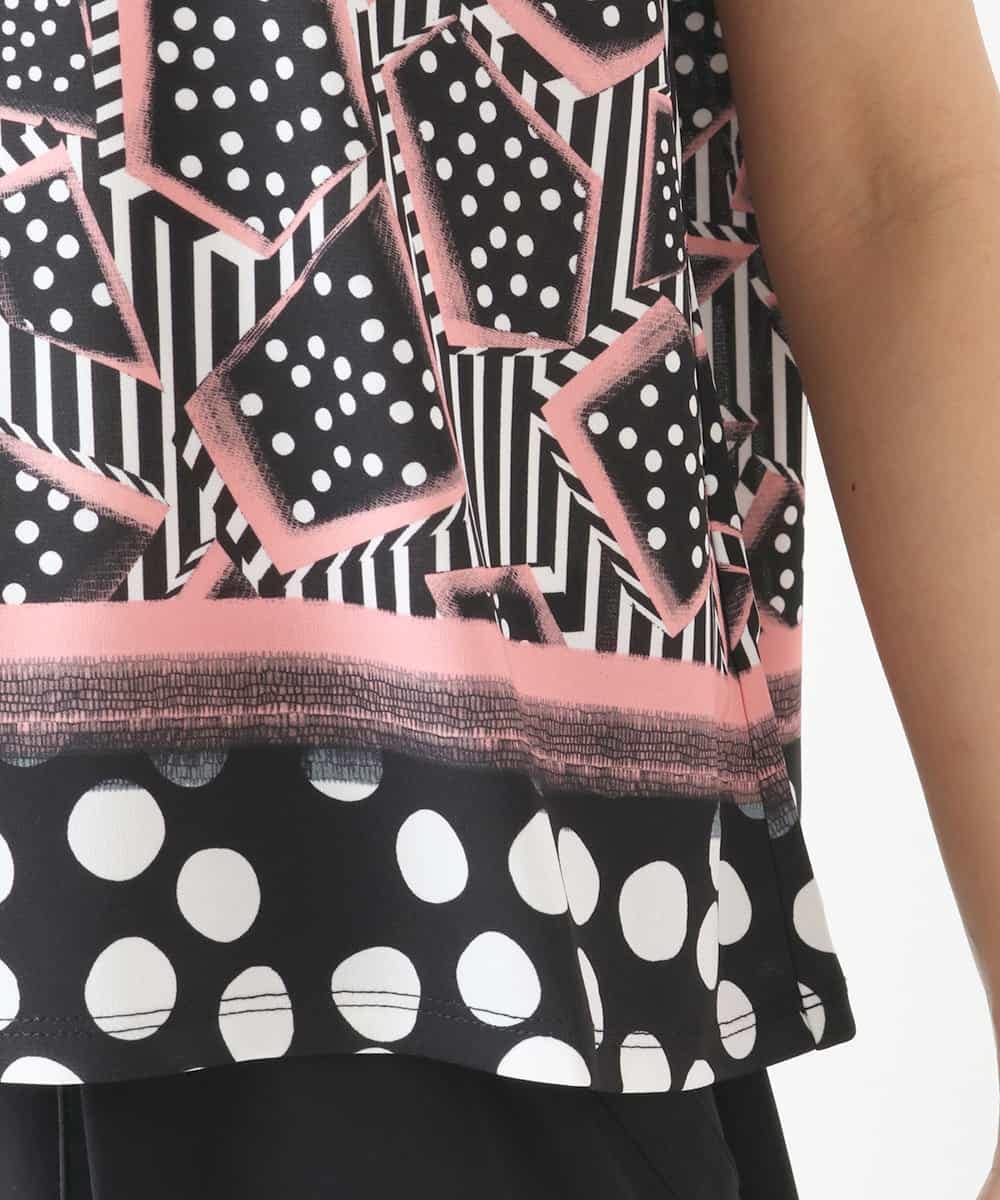 RBKIW30190 HIROKO BIS(ヒロコ ビス) ジオメトリックドットデザインTシャツ /洗濯機で洗える ピンク