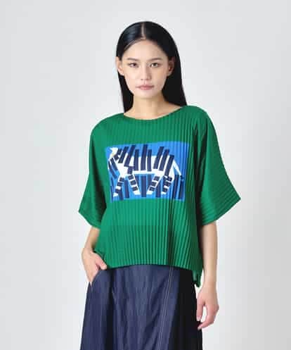 RBKJD05240  シマウマプリントプリーツデザインTシャツ