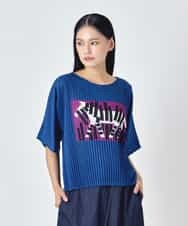 RBKJD05240 HIROKO BIS(ヒロコ ビス) シマウマプリントプリーツデザインTシャツ グリーン