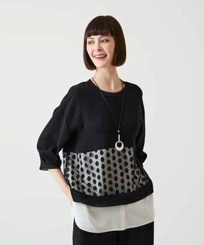 RBKJD09270 HIROKO BIS 【先行予約】ドットメッシュレイヤードデザイントップス