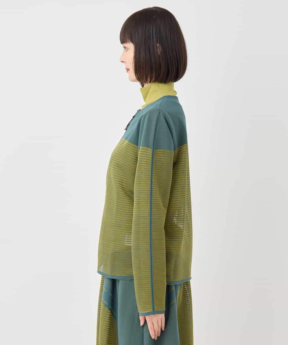 RBKLB20350 HIROKO BIS(ヒロコ ビス) 配色ボーダーカーディガン グリーン