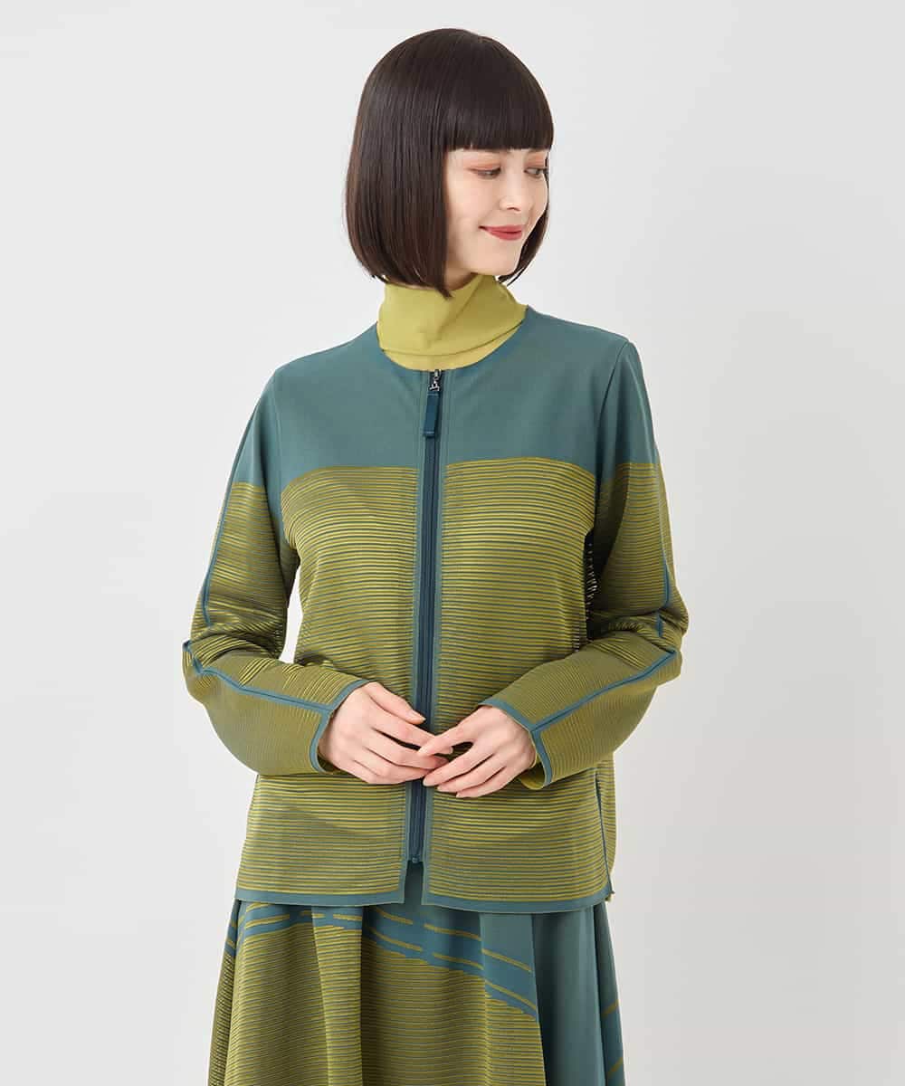 RBKLB20350 HIROKO BIS(ヒロコ ビス) 配色ボーダーカーディガン グリーン