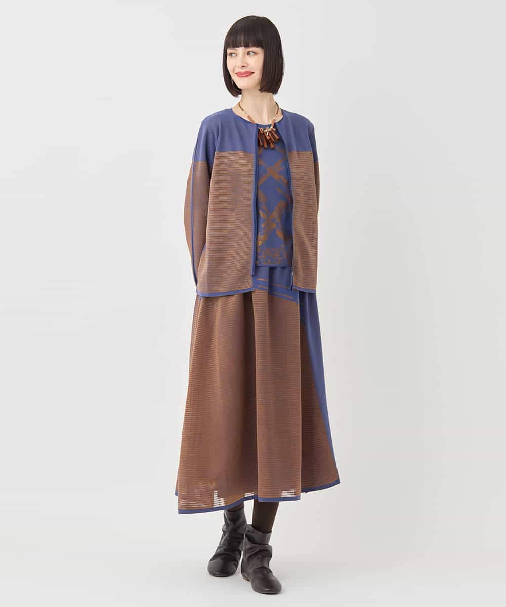 RBKLB20350 HIROKO BIS(ヒロコ ビス) 配色ボーダーカーディガン グリーン