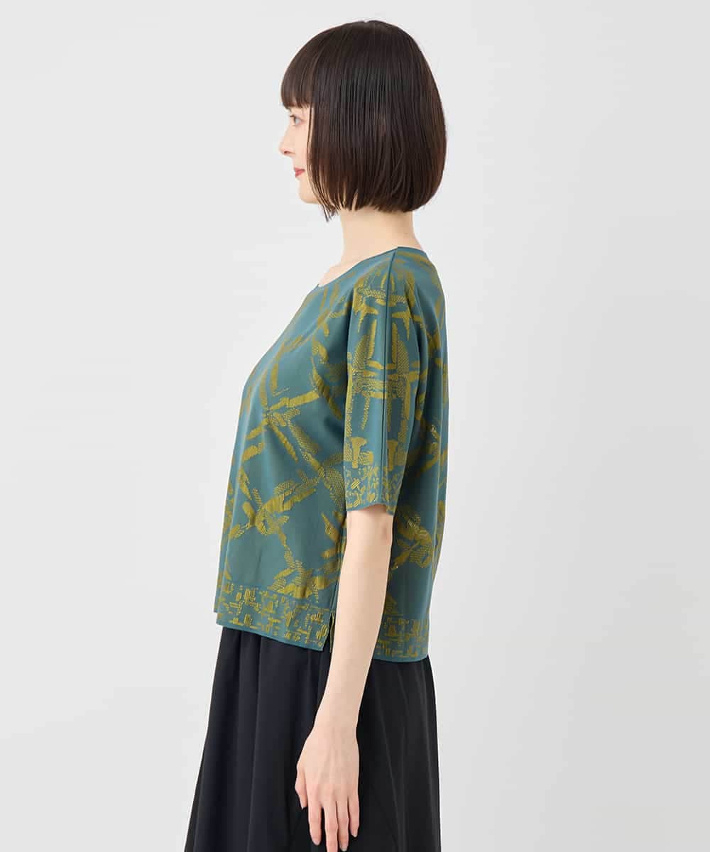 RBKLB21270 HIROKO BIS(ヒロコ ビス) 配色ジャカードプルオーバー グリーン