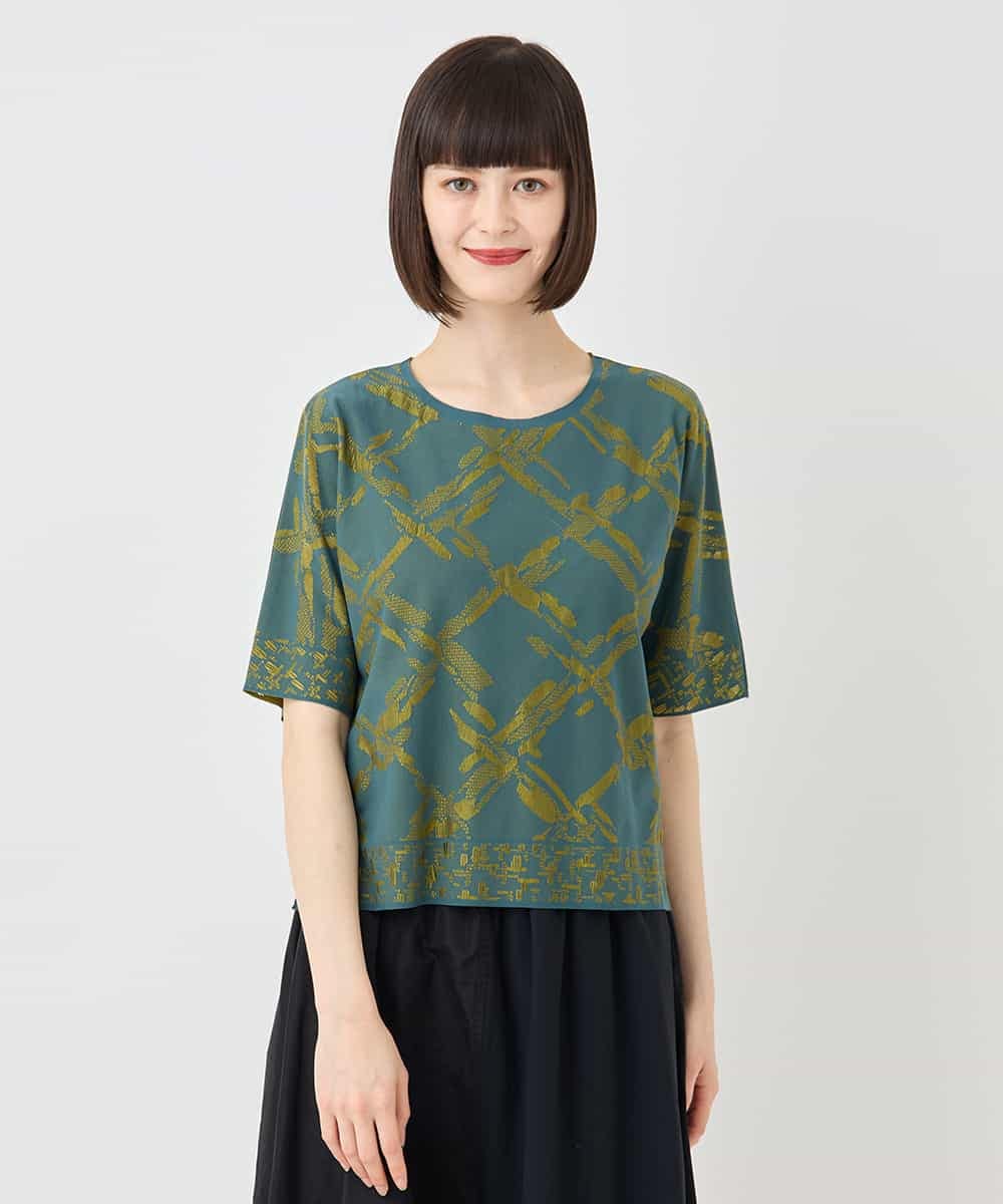 RBKLB21270 HIROKO BIS(ヒロコ ビス) 配色ジャカードプルオーバー グリーン