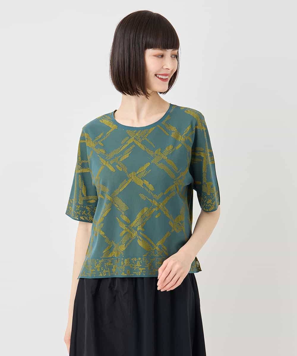 RBKLB21270 HIROKO BIS(ヒロコ ビス) 配色ジャカードプルオーバー グリーン
