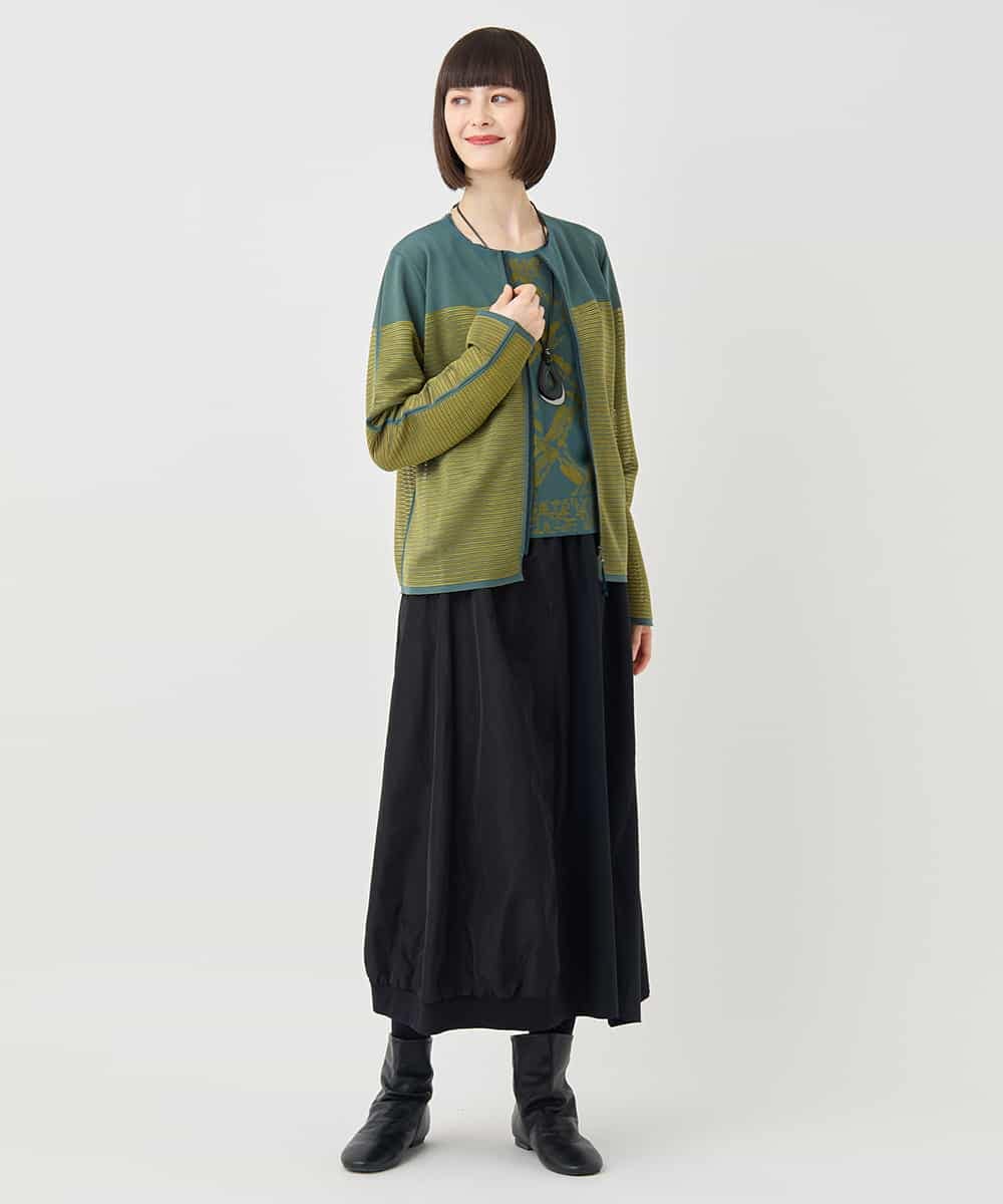 RBKLB21270 HIROKO BIS(ヒロコ ビス) 配色ジャカードプルオーバー グリーン