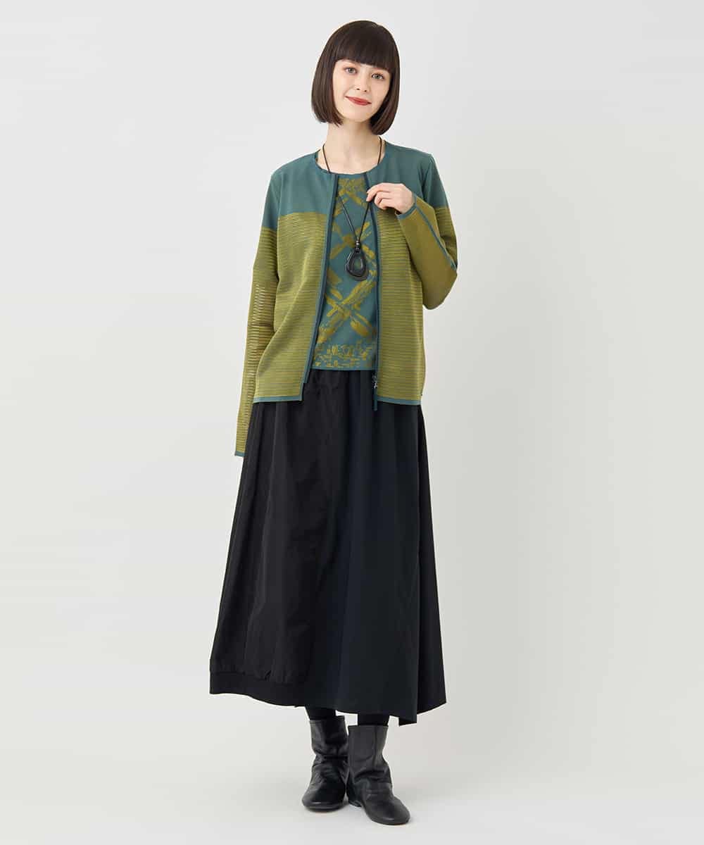 RBKLB21270 HIROKO BIS(ヒロコ ビス) 配色ジャカードプルオーバー グリーン