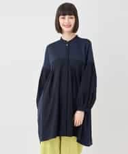RBKLB31270 HIROKO BIS(ヒロコ ビス) 異素材切り替えチュニック ネイビー