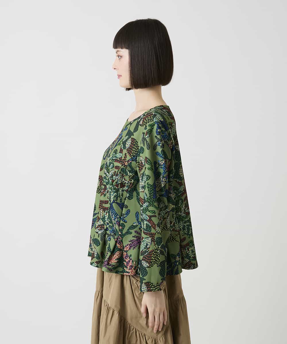 RBKLE19260 HIROKO BIS(ヒロコ ビス) ボタニカルプリントダンボールカットソー グリーン