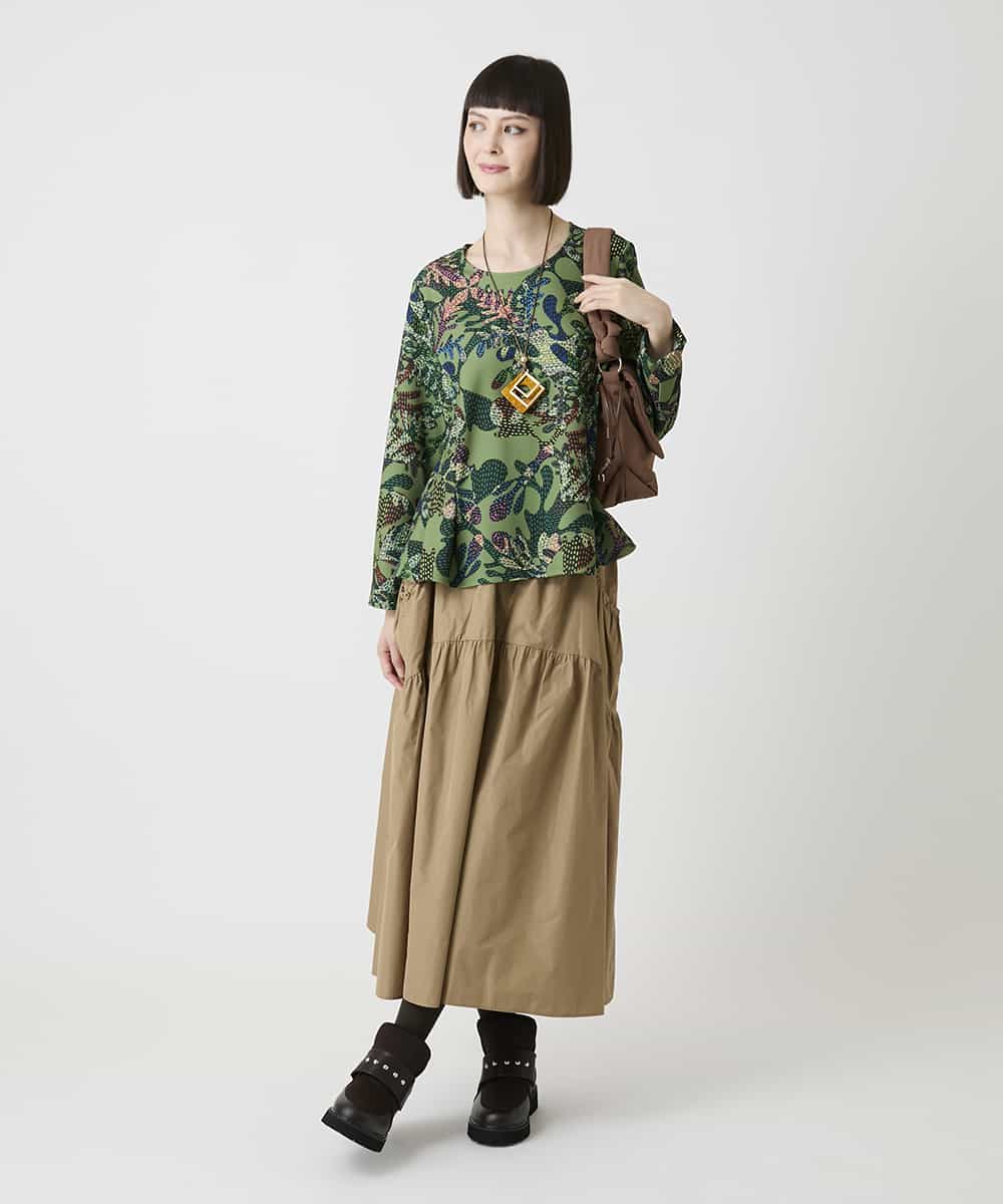 RBKLE19260 HIROKO BIS(ヒロコ ビス) ボタニカルプリントダンボールカットソー グリーン