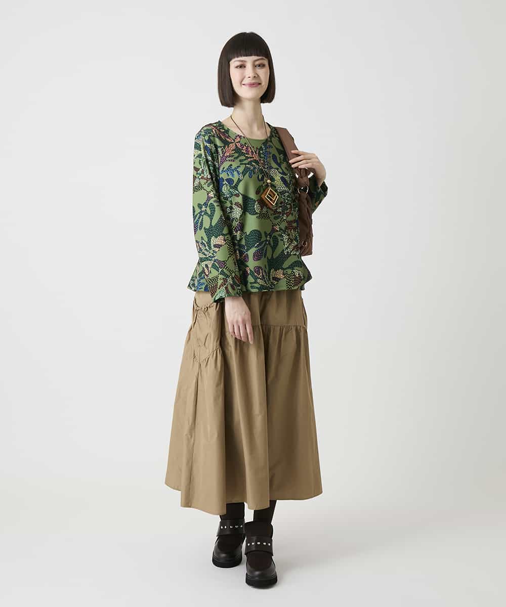 RBKLE19260 HIROKO BIS(ヒロコ ビス) ボタニカルプリントダンボールカットソー グリーン