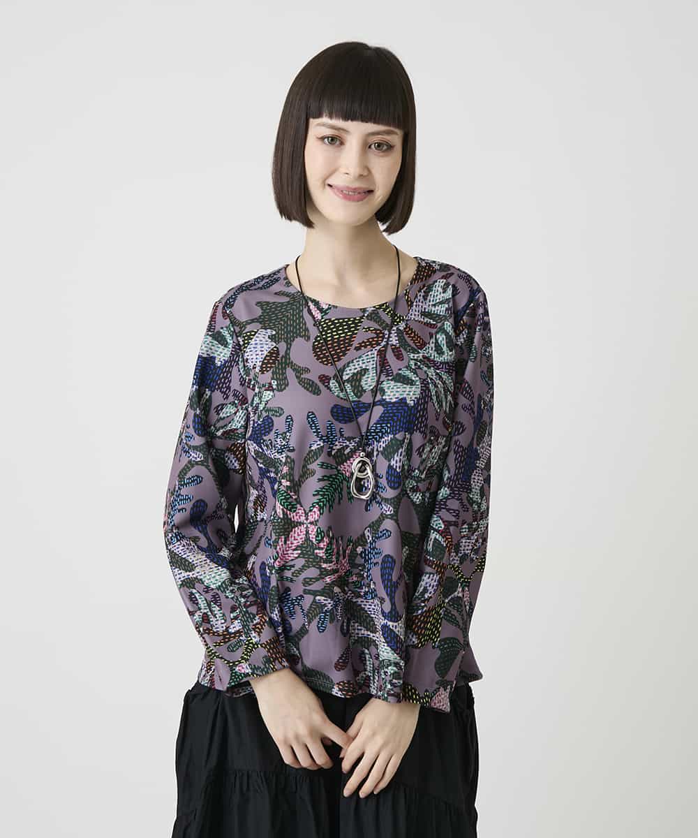 RBKLE19260 HIROKO BIS(ヒロコ ビス) ボタニカルプリントダンボールカットソー パープル