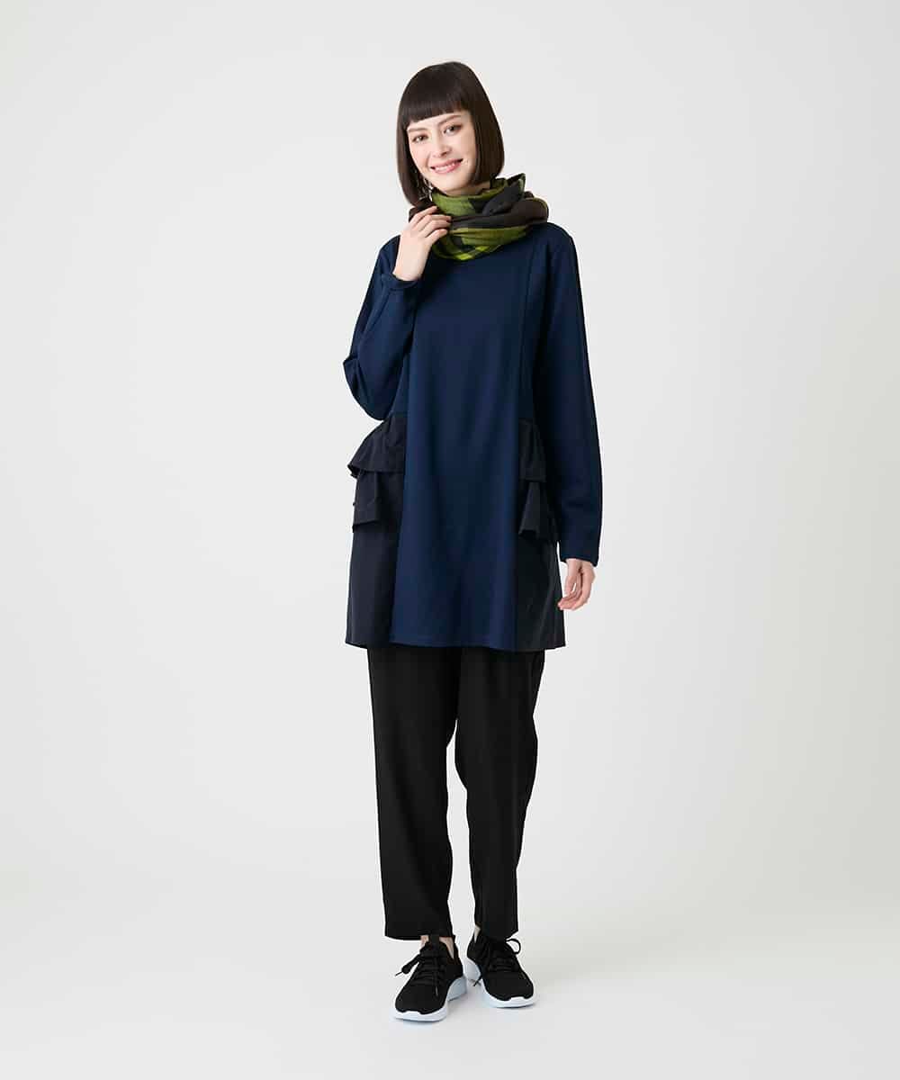 RBKLE30270 HIROKO BIS(ヒロコ ビス) タフタジョイントティアードチュニック /洗える ネイビー