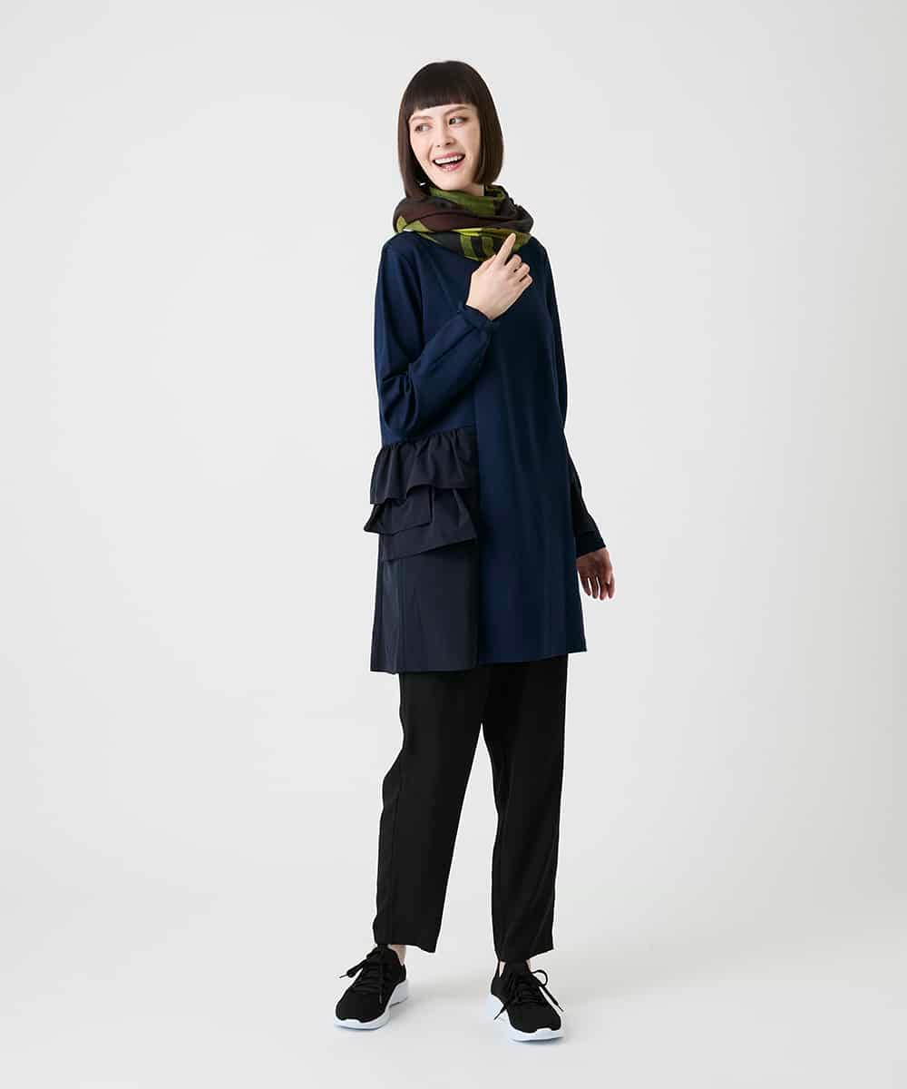 RBKLE30270 HIROKO BIS(ヒロコ ビス) タフタジョイントティアードチュニック /洗える ネイビー