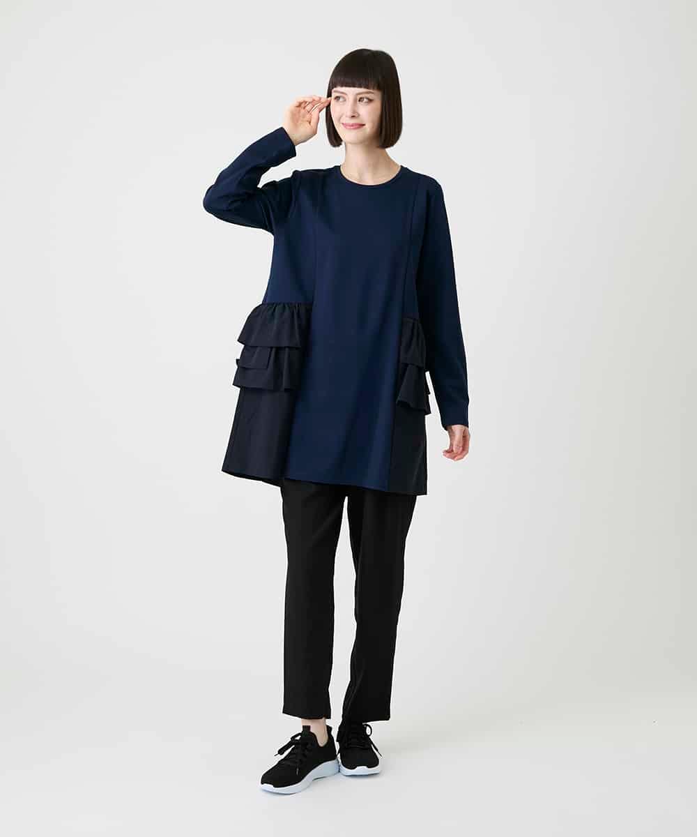 RBKLE30270 HIROKO BIS(ヒロコ ビス) タフタジョイントティアードチュニック /洗える ネイビー