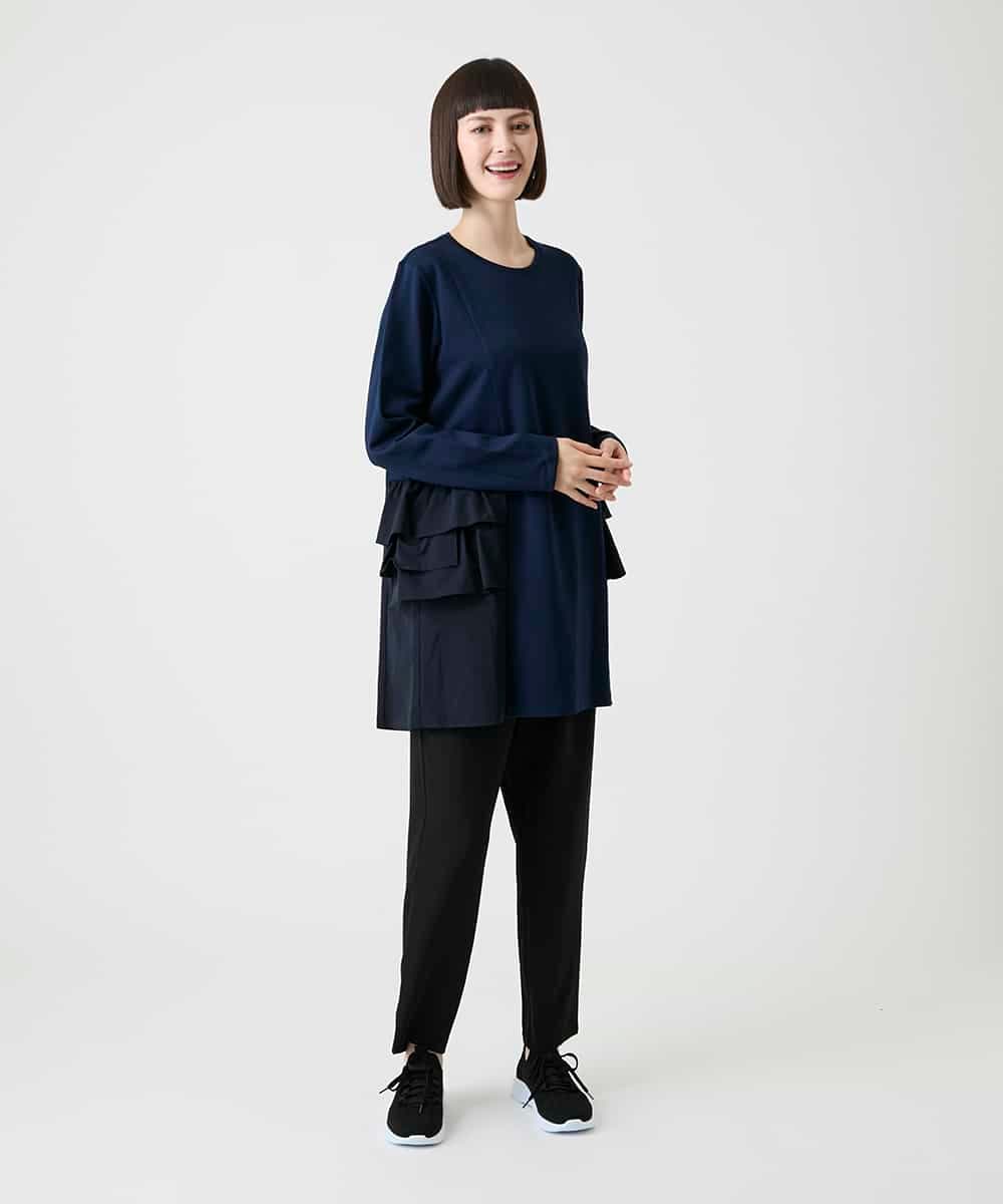 RBKLE30270 HIROKO BIS(ヒロコ ビス) タフタジョイントティアードチュニック /洗える ネイビー