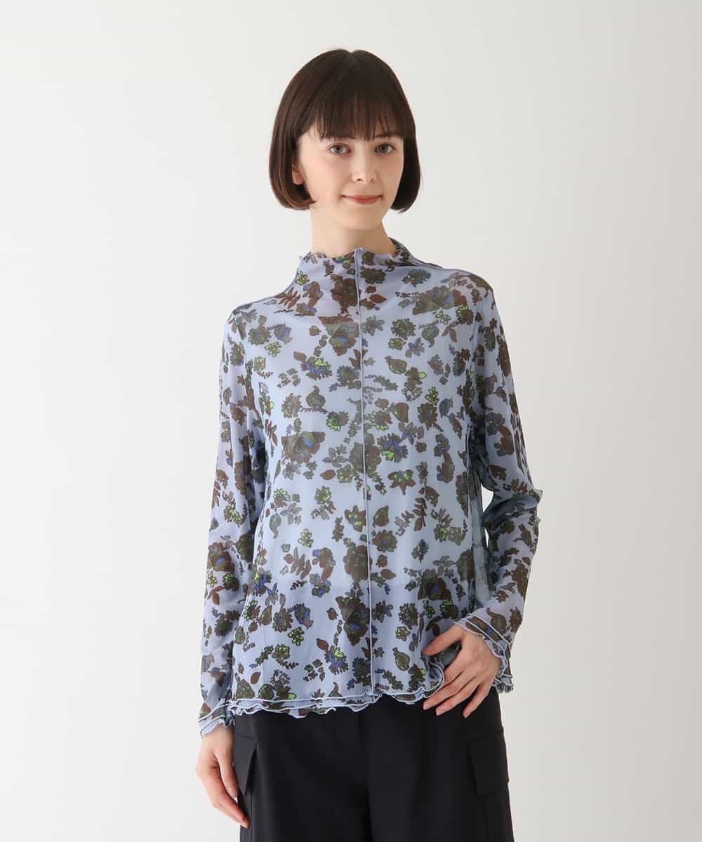 RBKLT22130 HIROKO BIS(ヒロコ ビス) フラワープリントチュールトップ ブルー