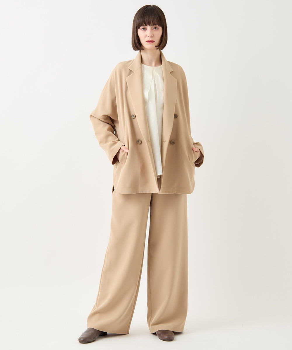 RBLAA32260 HIROKO BIS(ヒロコ ビス) ダブルクロスワイドパンツ /洗える ベージュ