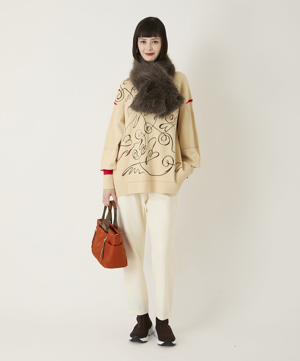 RBLAE20230 HIROKO BIS(ヒロコ ビス) 両面起毛デザインプルオンパンツ /洗える グレー