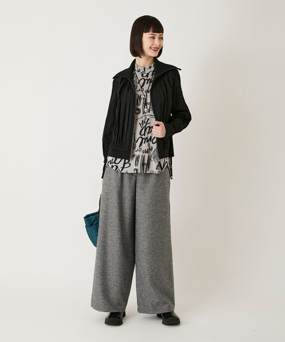 RBLAE21230 HIROKO BIS(ヒロコ ビス) ネップツイードワイドプルオンパンツ /洗える ベージュ