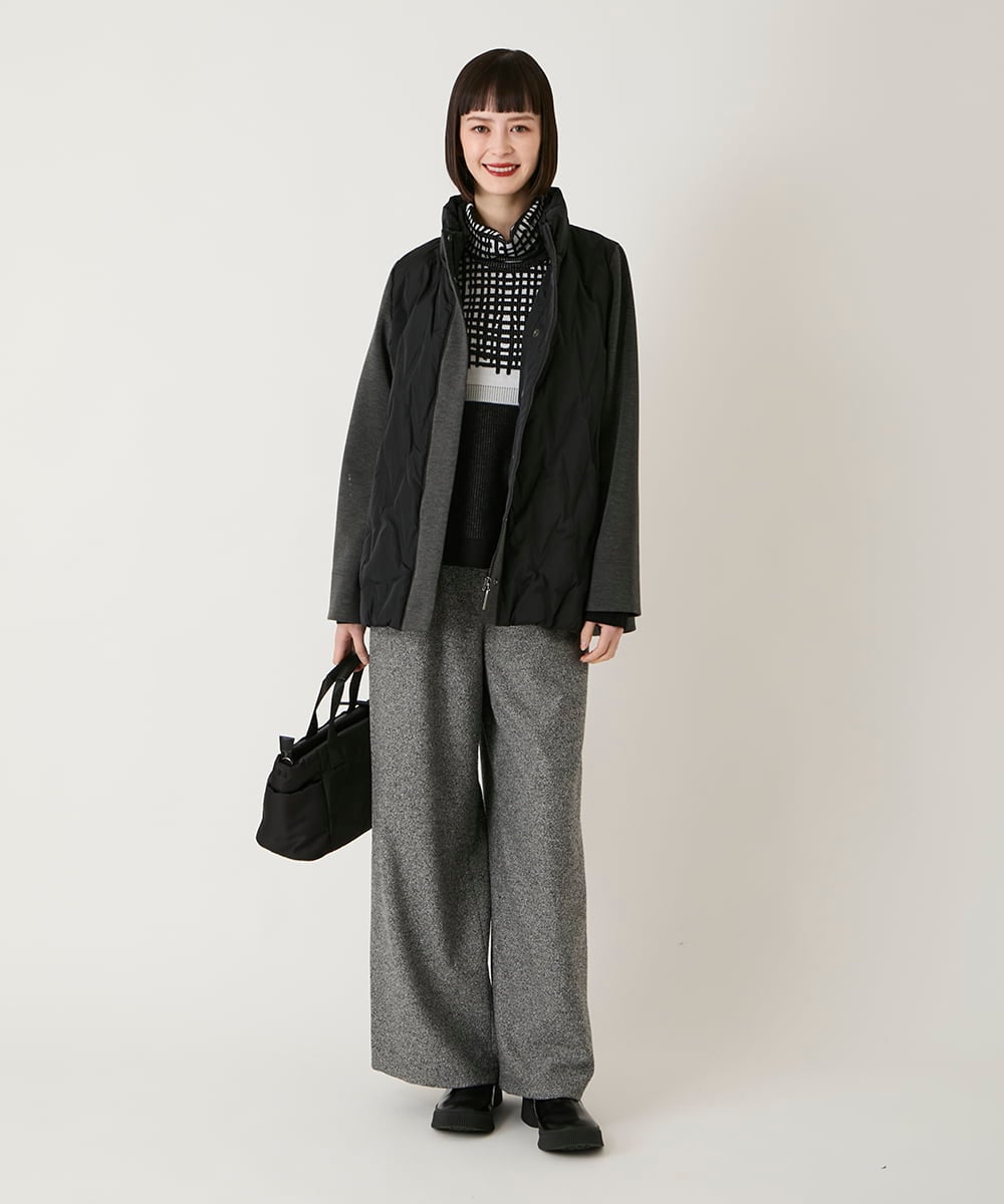 RBLAE21230 HIROKO BIS(ヒロコ ビス) ネップツイードワイドプルオンパンツ /洗える ベージュ